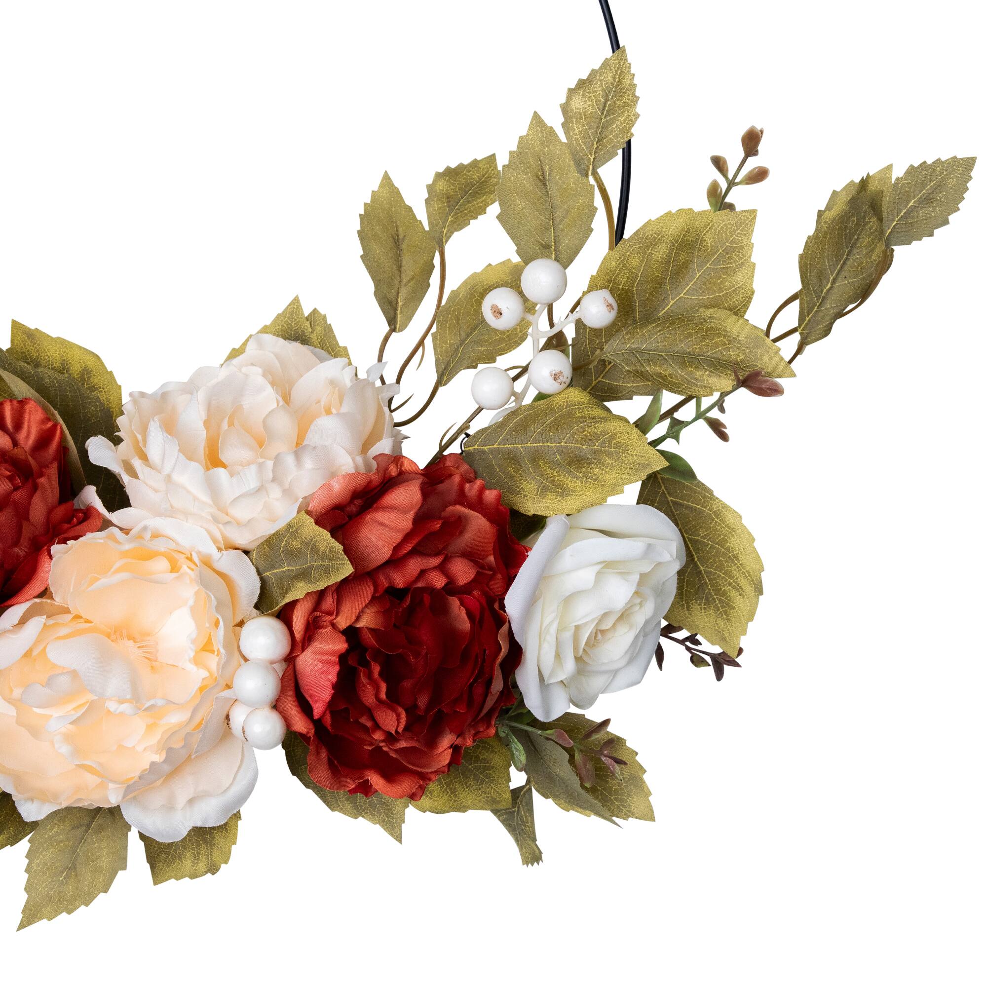 21" Autumn Harvest Artificial Floral Half Wreath with Fall Foliage